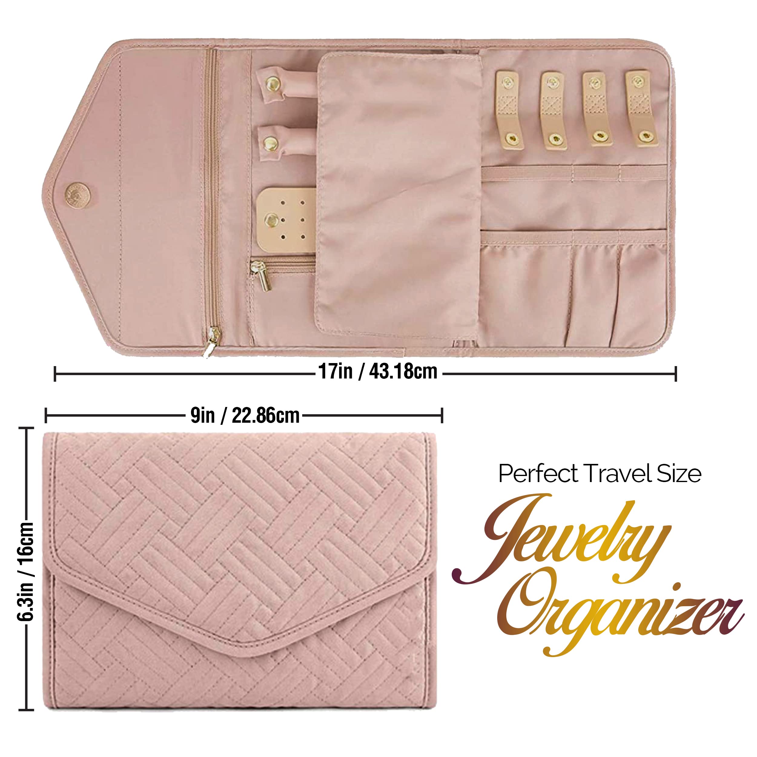 Colcolo Schmuck-Etui Rosa - Faltbare Schmuckrolle Mit Reißverschluss Für Unterwegs