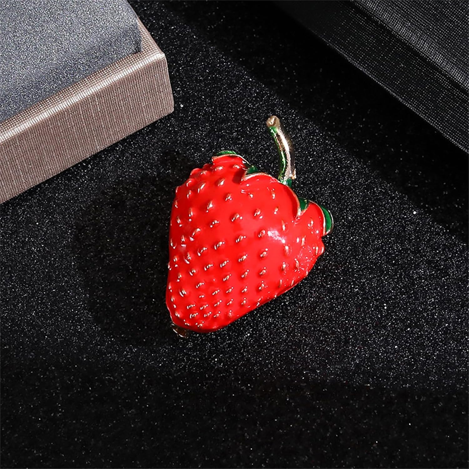 Strawberry Enamel Brooch Pins for Women Elegant Fruit Rhinestone Brooch Red Strawberry Dripping Oil Fruit Pins Dainty Christmas Wedding Birthday Holiday Jewelry - Image 4