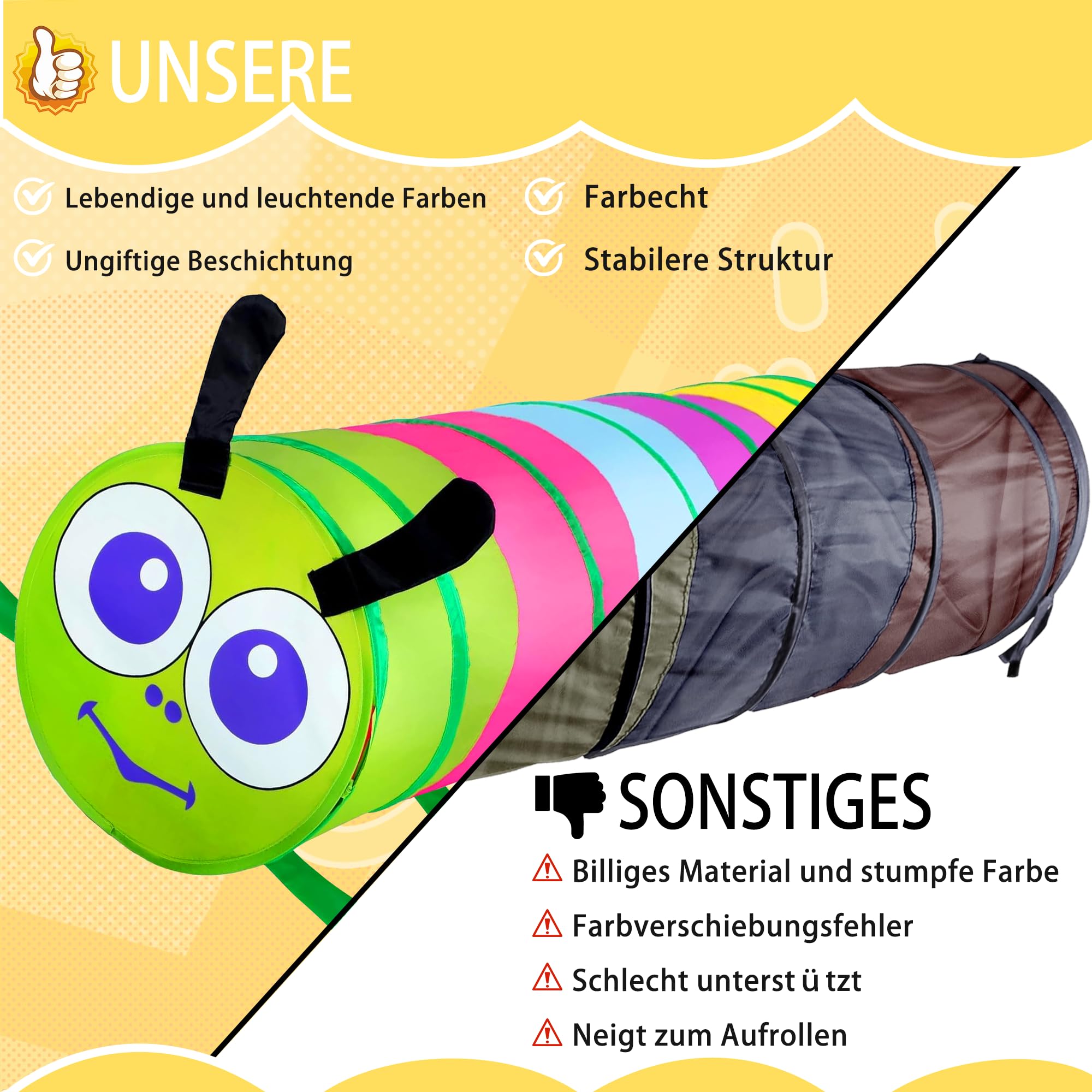 Tunel de Juego Infantil, Tienda Campaña Infantil de 1, 2 y 3 Años, Tunel de Juegos Multifuncional para Niños en Interior y Exterior, Túnel Infantil Plegable y Ligero