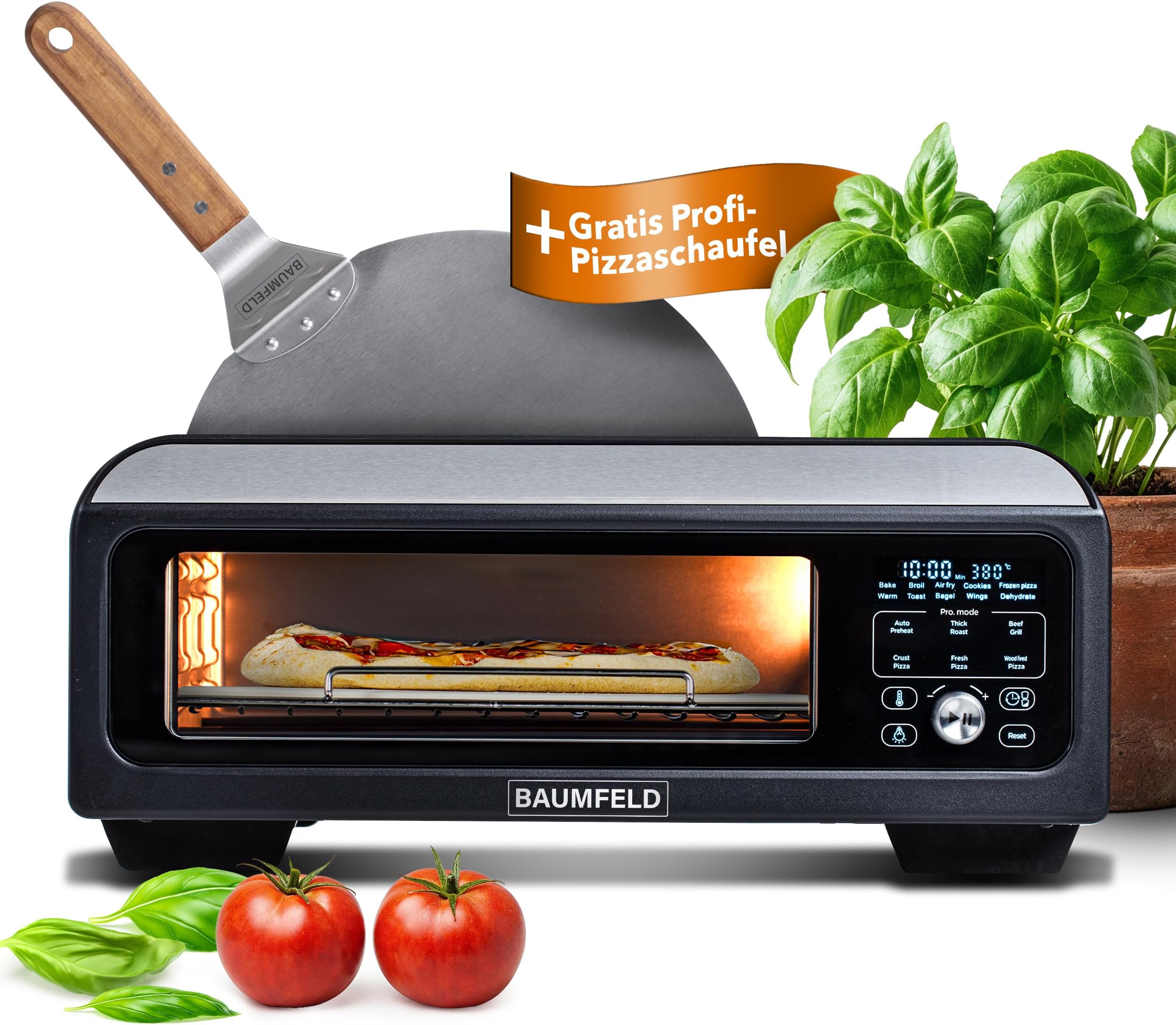 Amazon.de Unold Pizzaofen LUIGI 68816 Elektrischer Pizza Ofen mit Pizzastein aus rostfreiem