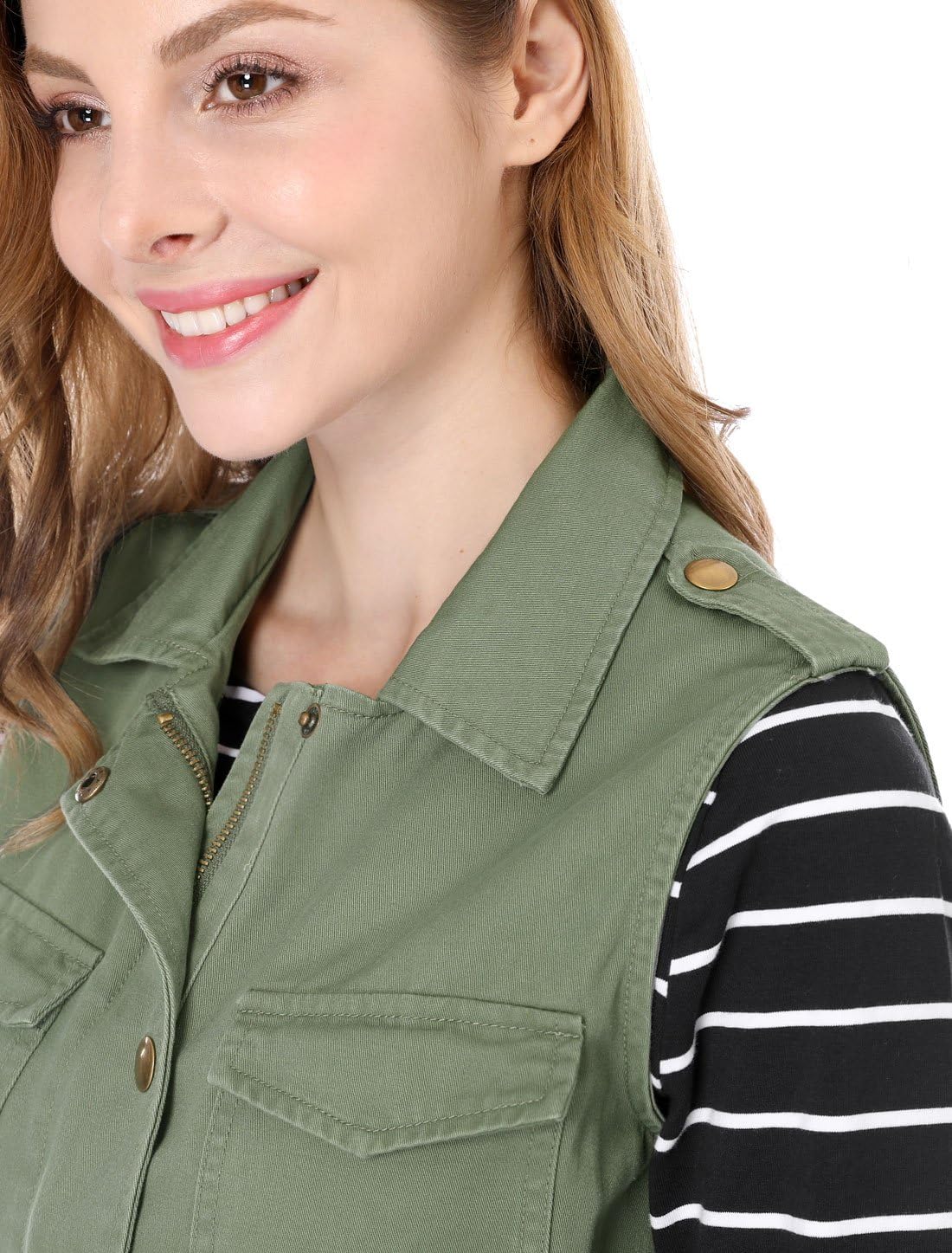 Allegra K Women's Zip Up Sleeveless Jacket Utility Anorak Outwear Cargo Vest - Image 3