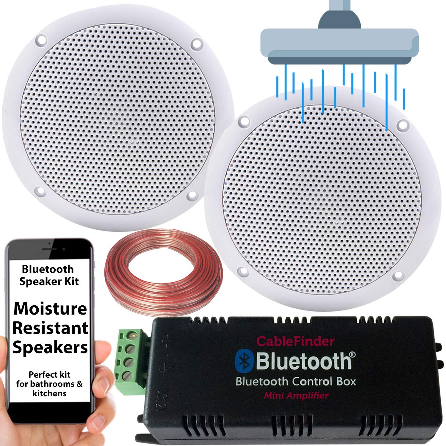 Buy SMART HOME Bluetooth Amplifier & 2x Moisture Resistant Ceiling Speaker Kit Compact HiFi