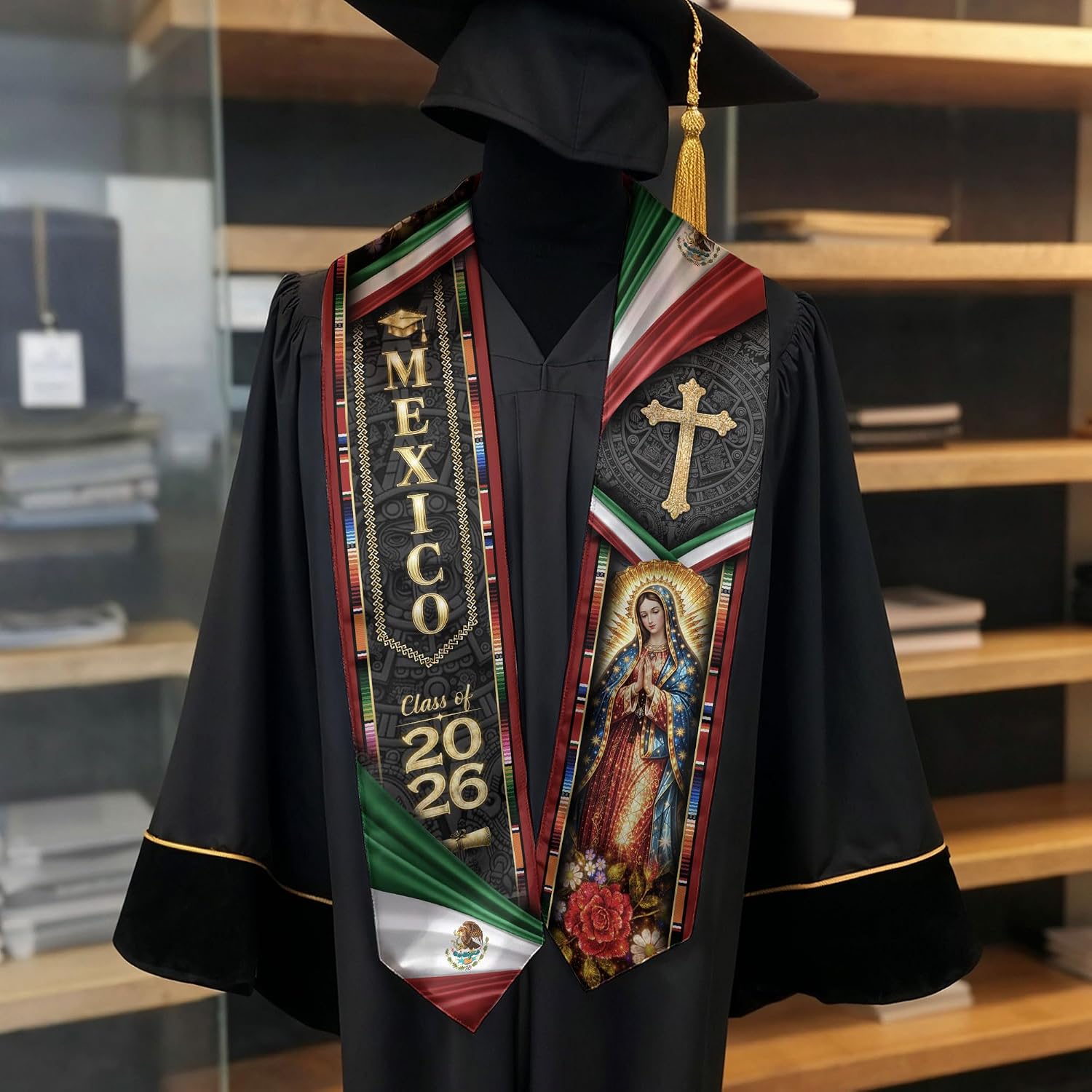 Mexican Stole, Mexican Graduation Sash 2026, Graduation Sash Mexico With Aztec Pattern