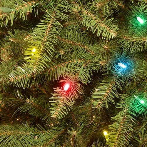Miniatura 3 de National Tree Company Árbol de Navidad artificial delgado preiluminado, verde, abeto Dunhill, luces multicolor, incluye soporte, 6.5 pies