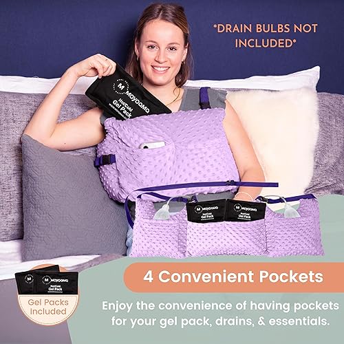 Vista 38 de MOYOAMA Paquete de felpa negra: almohada de mastectomía diseño IR con bolsa de ducha, 2 paquetes fríos y almohada para cinturón de seguridad Tinta