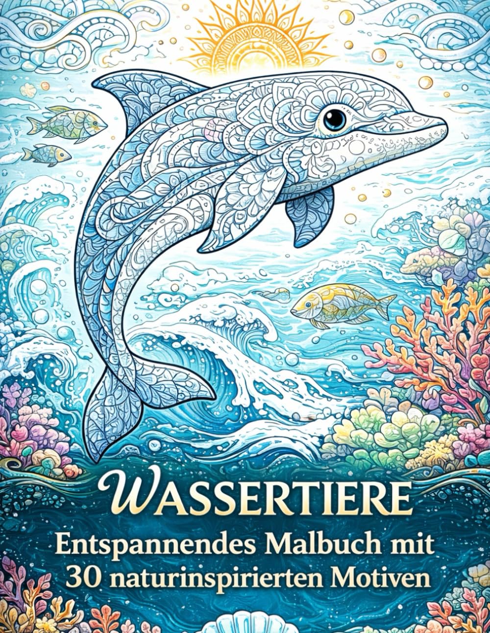 Wassertiere: Entspannendes Malbuch mit 30 naturinspirierten Motiven