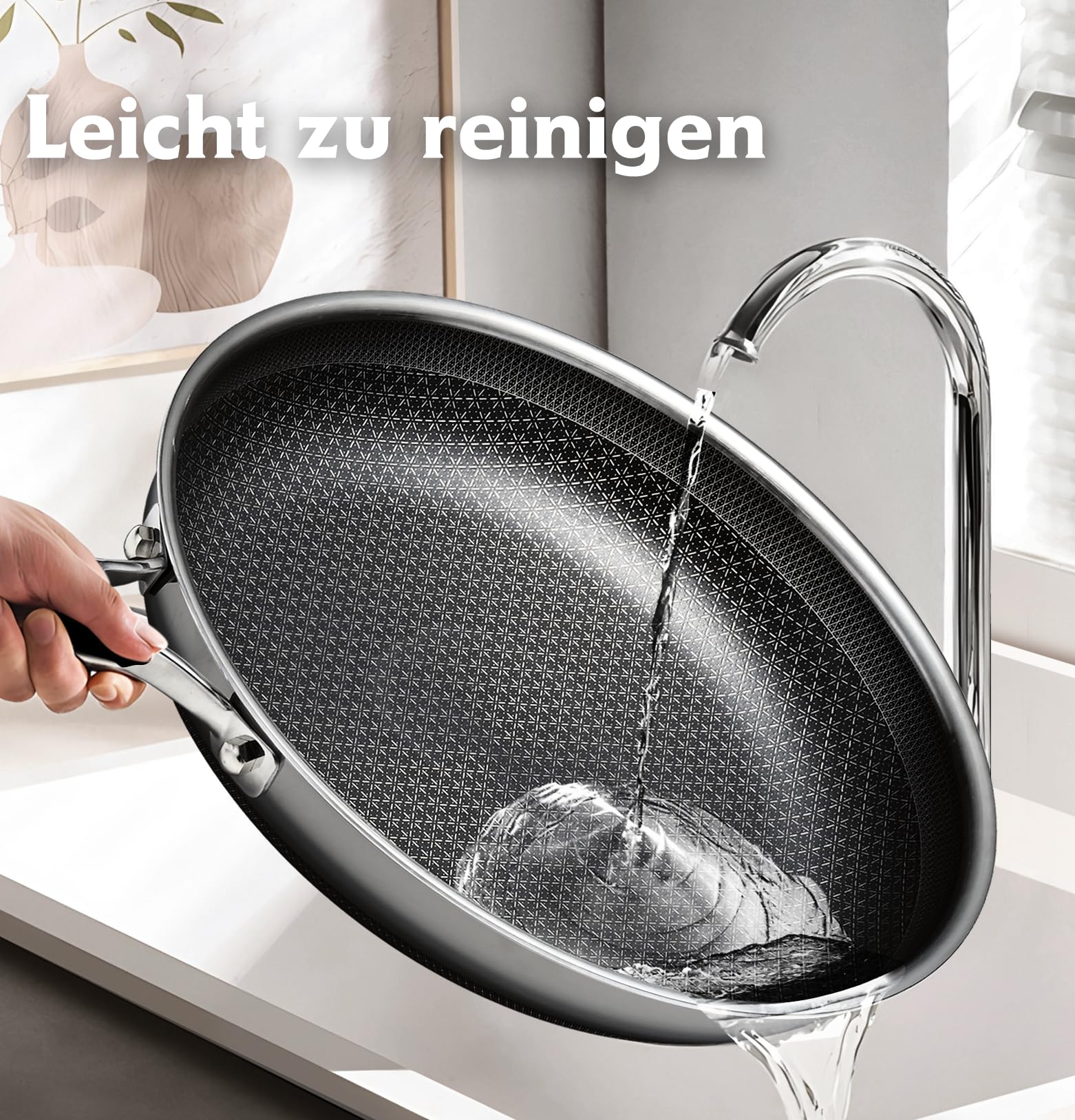 SNOWCLAD Pfannenset 3-teilig 20&24&28cm, Antihaft Wabenpfanne, Edelstahlpfanne, Pfanne induktion, Für Alle Herdarten Geeignet, Ofen- und Spülmaschinenfest, Pfoa Frei