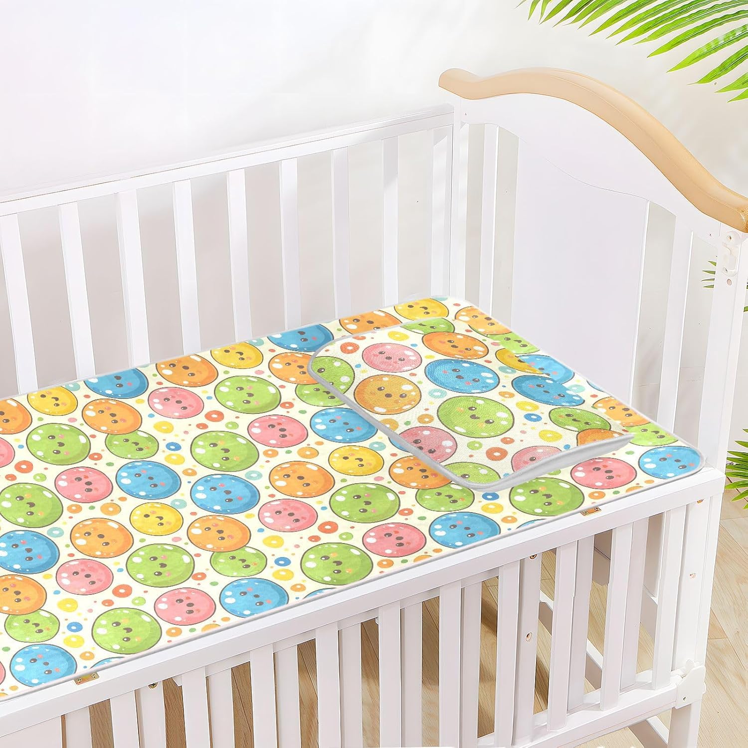 Cooling Baby Bed Mattress Cover 28" x 52" Absorbent Pads for Kids for Baby&Toddler Cartoon Cute Bubbles Clorful