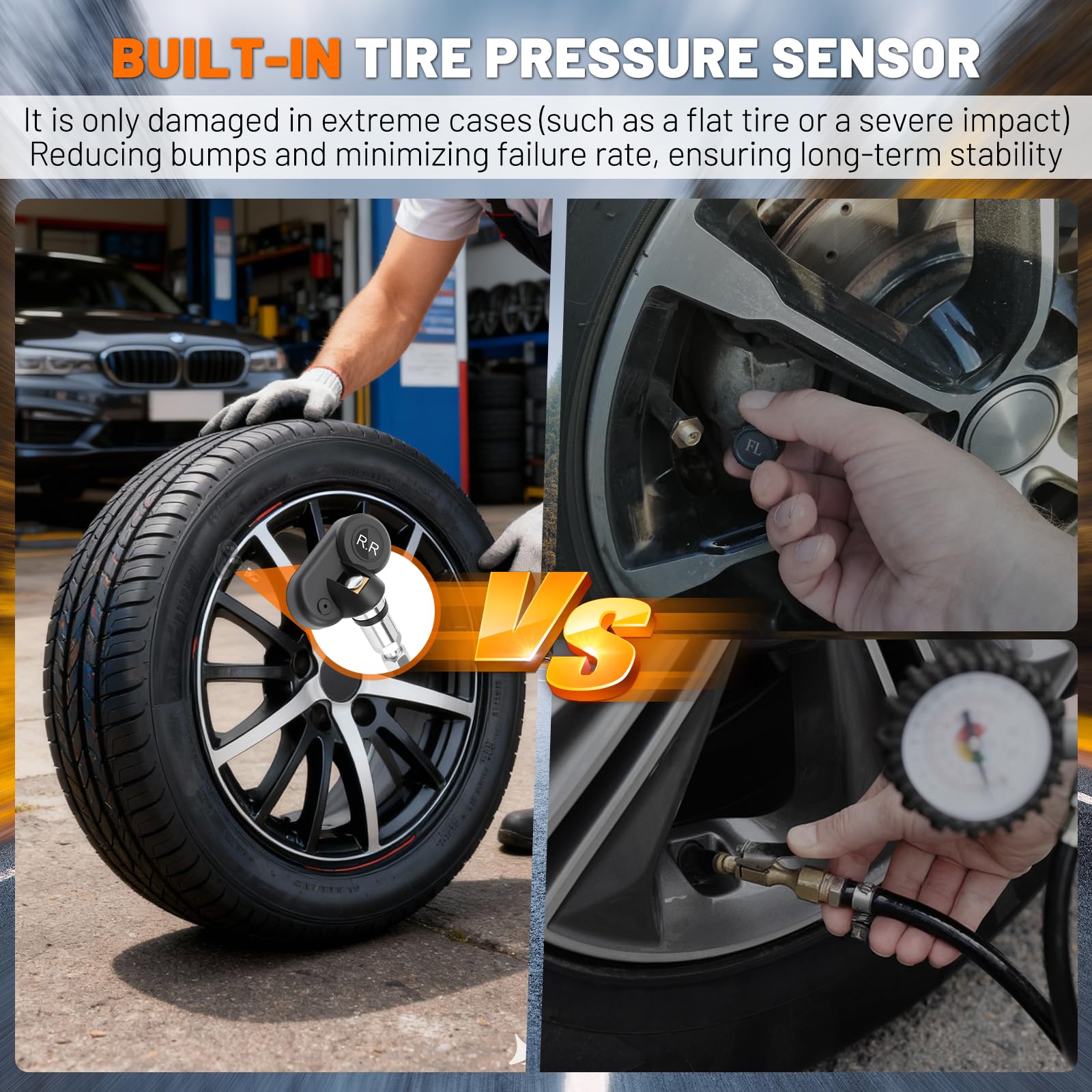 Sistema di monitoraggio della pressione dei pneumatici TPMS (0-6bar) con 4 sensori di pressione degli pneumatici integrati, 5 modalità di allarme (pressione di temperatura, ecc.), universale a