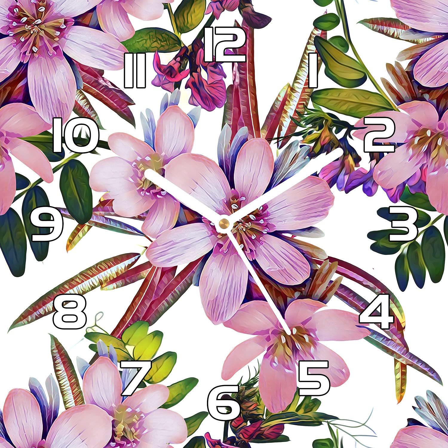 Horloge en verre de sécurité 30x30 cm impression moderne fleurs