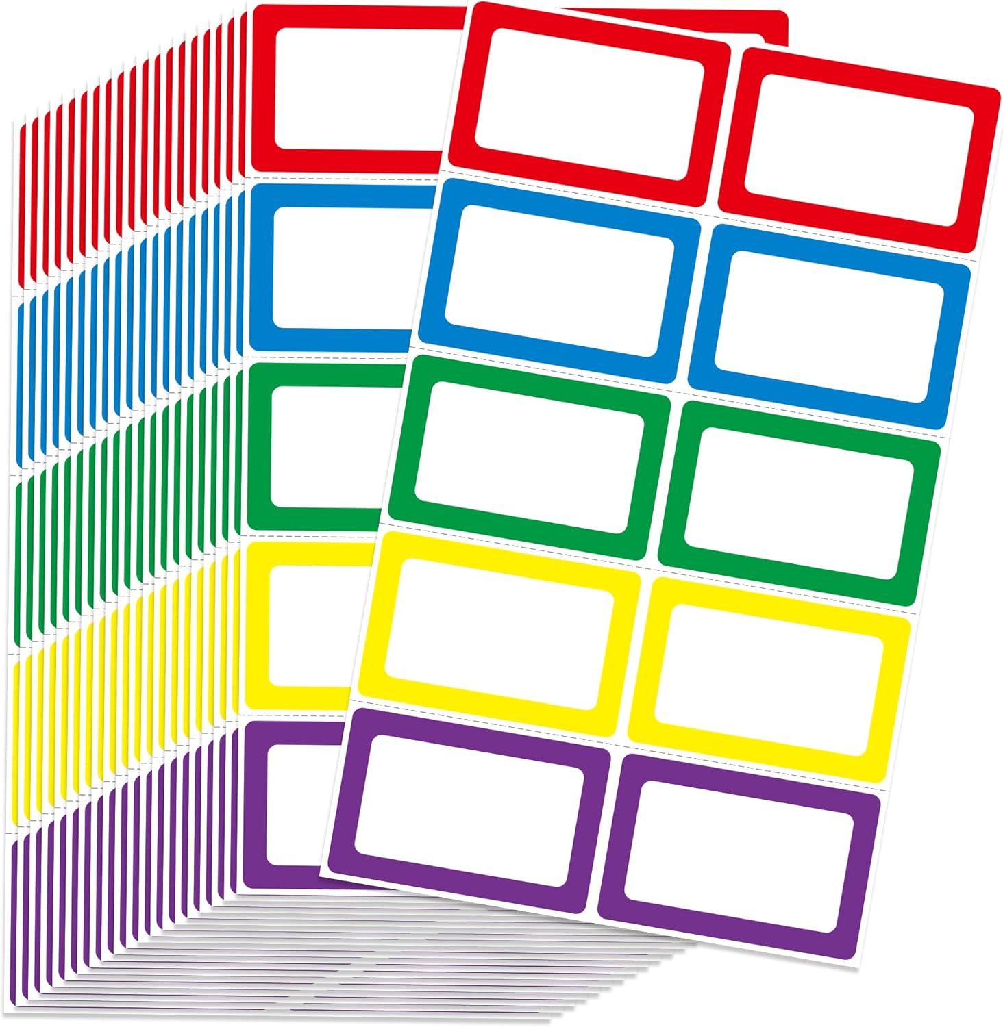 LLIKED 400 Colors Blank Name Tag Stickers 3.5x2.25 for School Office Home