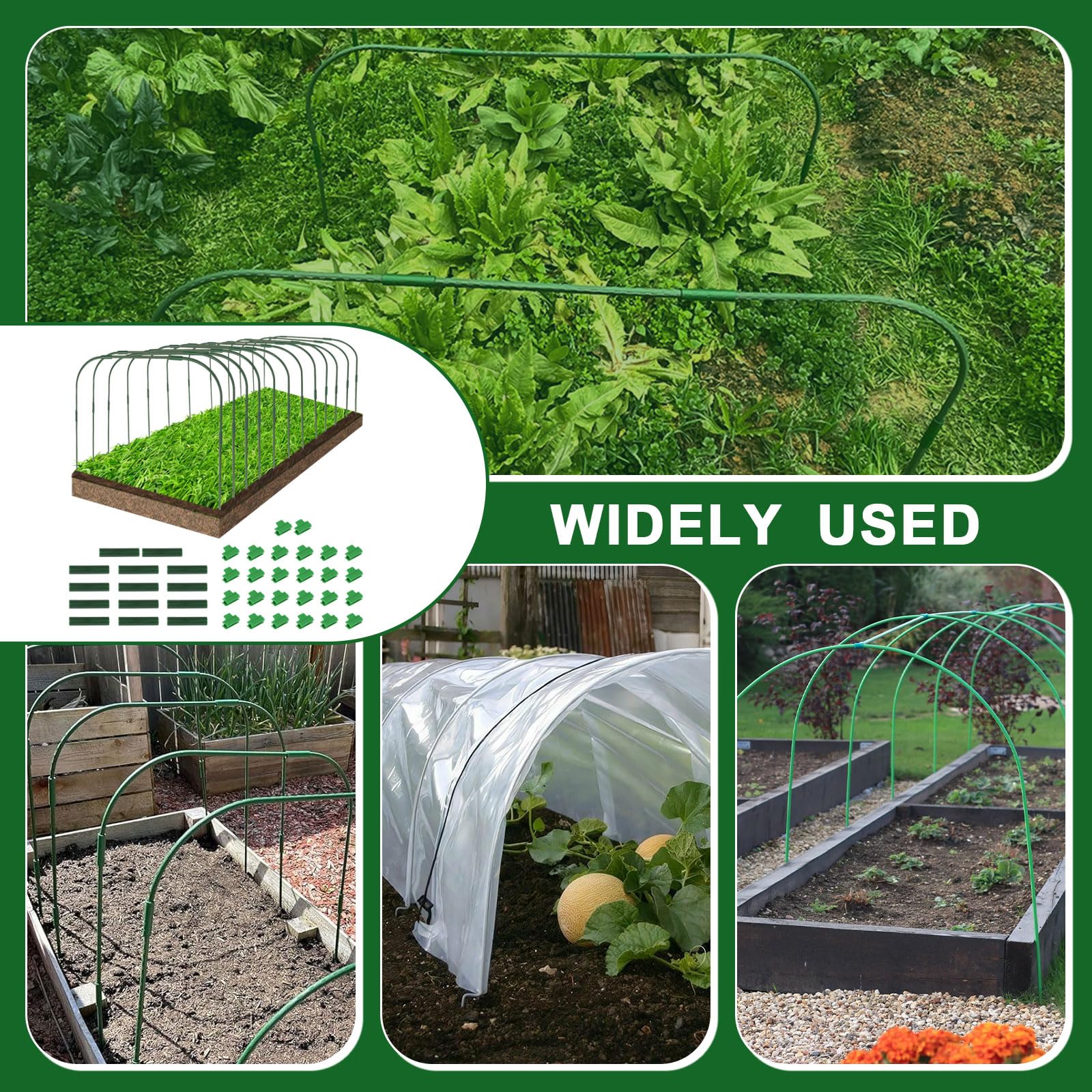 EXLECO 12Pcs Folientunnel Pflanzenschutz Gewächshaus mit Halteclips Metall Pflanztunnel Bögen für Hochbeet Abdeckung 80 * 90cm Frühbeet Tunnel Pflanzenschutzzelt für Garten Foliengewächshaus