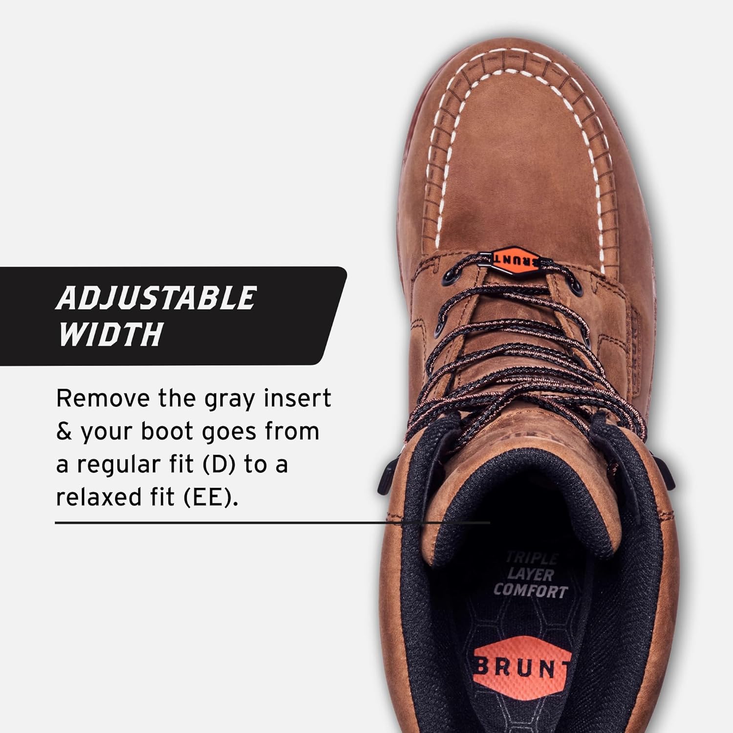 BRUNT The Marin (Soft Toe) - 8" Waterproof Moc Toe Work Boot - Electrical Hazard Rated - Slip + Oil Resistant - Adjustable Width System - Image 5