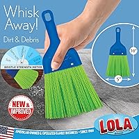 Vista 2 de LOLA Escoba de batir resistente, cepillo de mano, cerdas duraderas, barre la suciedad y los desechos, compacta, agujero para colgar para fácil