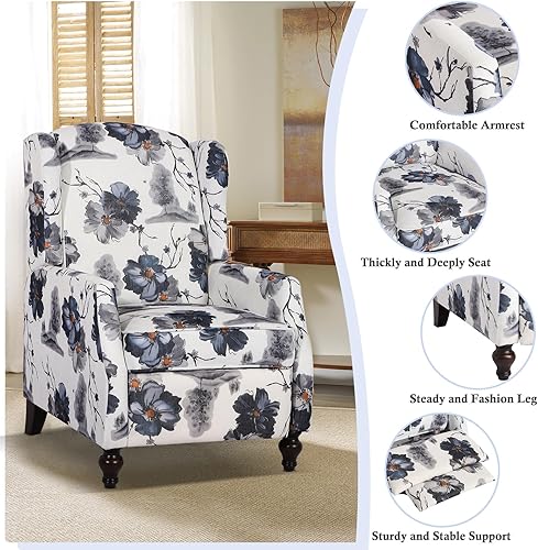 Miniatura 16 de Silla reclinable de masaje con respaldo de alas con calor, sillón de tela copetudo, sillón reclinable con respaldo a distancia y respaldo ajustable