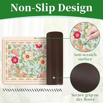 3PCS Vintage Floral AntiFatigue NonSlip Kitchen Mats,Blue