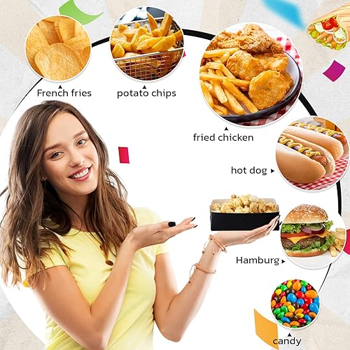 Miniatura 4 de Uiifan 100 bandejas de papel de 2 libras, bandejas desechables para nachos, cartón, Halloween, papel de Halloween, bandejas para botes, bandejas de