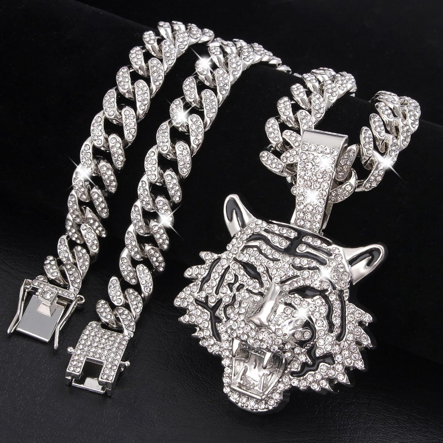 Miami Mens Cuban Link Chain Silver Gold Plated Bling Cuban Necklace Diamond Chain for Men iced out chain Hip Hop Necklace - Image 5