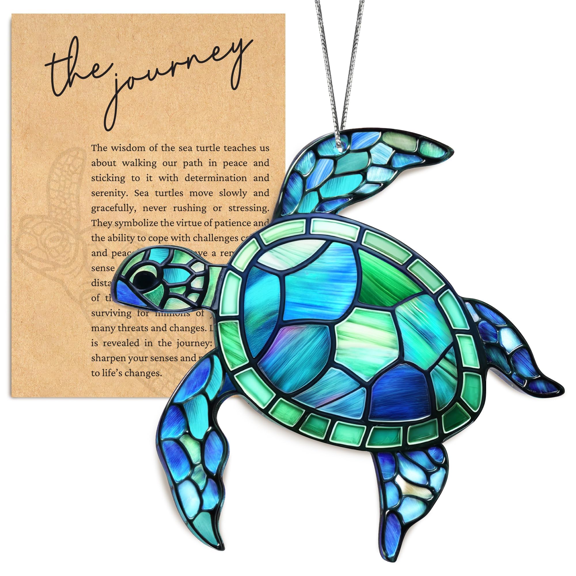 Atrapasoles Tortuga de Acrílico, Atrapa Sol y Atrapaluz para Ventana, Adorno Colgante Decoración Hogar y Jardín, Suncatcher Estilo Vitral Turquesa, Regalo para Mujer, Amantes del Mar, Casa Nueva