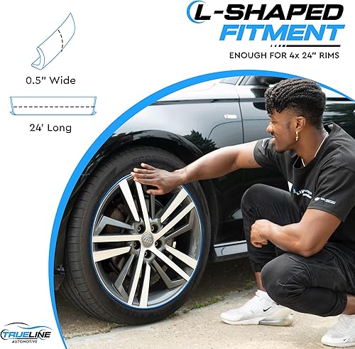 Vista 46 de True Line Automotive Protector de llanta – Protector de rueda en forma de L – Protectores de llanta de coche ultra duraderos con cinta adhesiva 3M