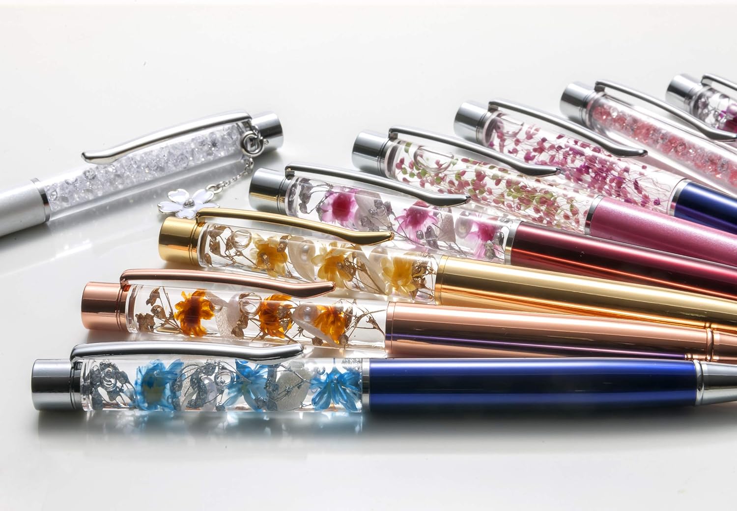 Bio ボールペン ハーバリウムボールペン ピンキー シリーズ プリザーブドフラワー ケース付 替え芯2本付き ギフト ワインレッド 詰め替えインク 文房具 オフィス用品 Amazon