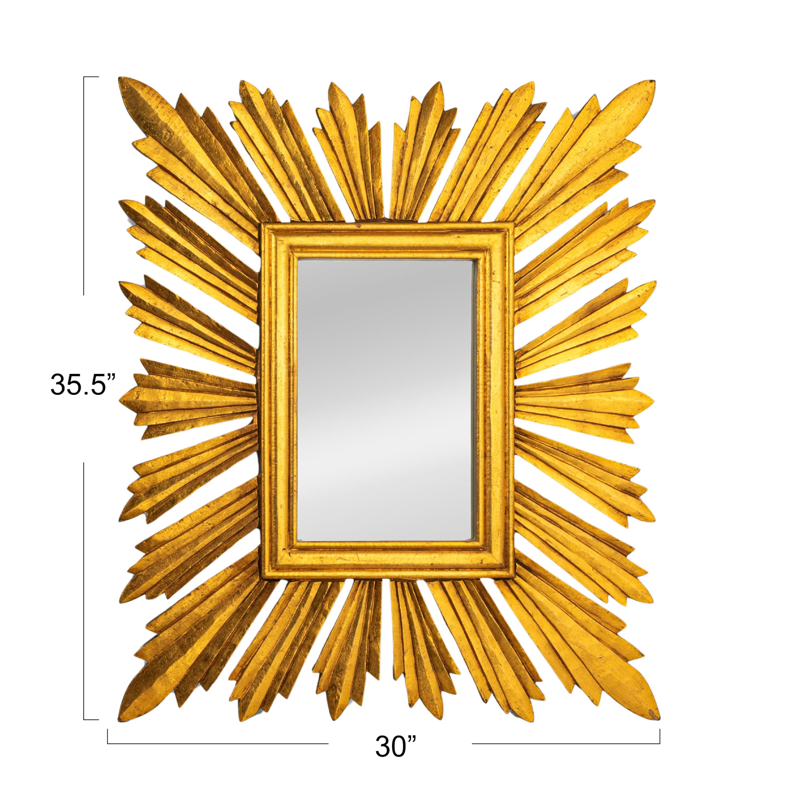Amazon.com: Creative Co-Op Sunburst Rectangular Wall Mirror, Gold