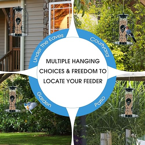 Miniatura 7 de PETSITE Comedero colgante para pájaros, comedero de metal para colibríes silvestres al aire libre con 4 puertos de alimentación para jardín, patio,