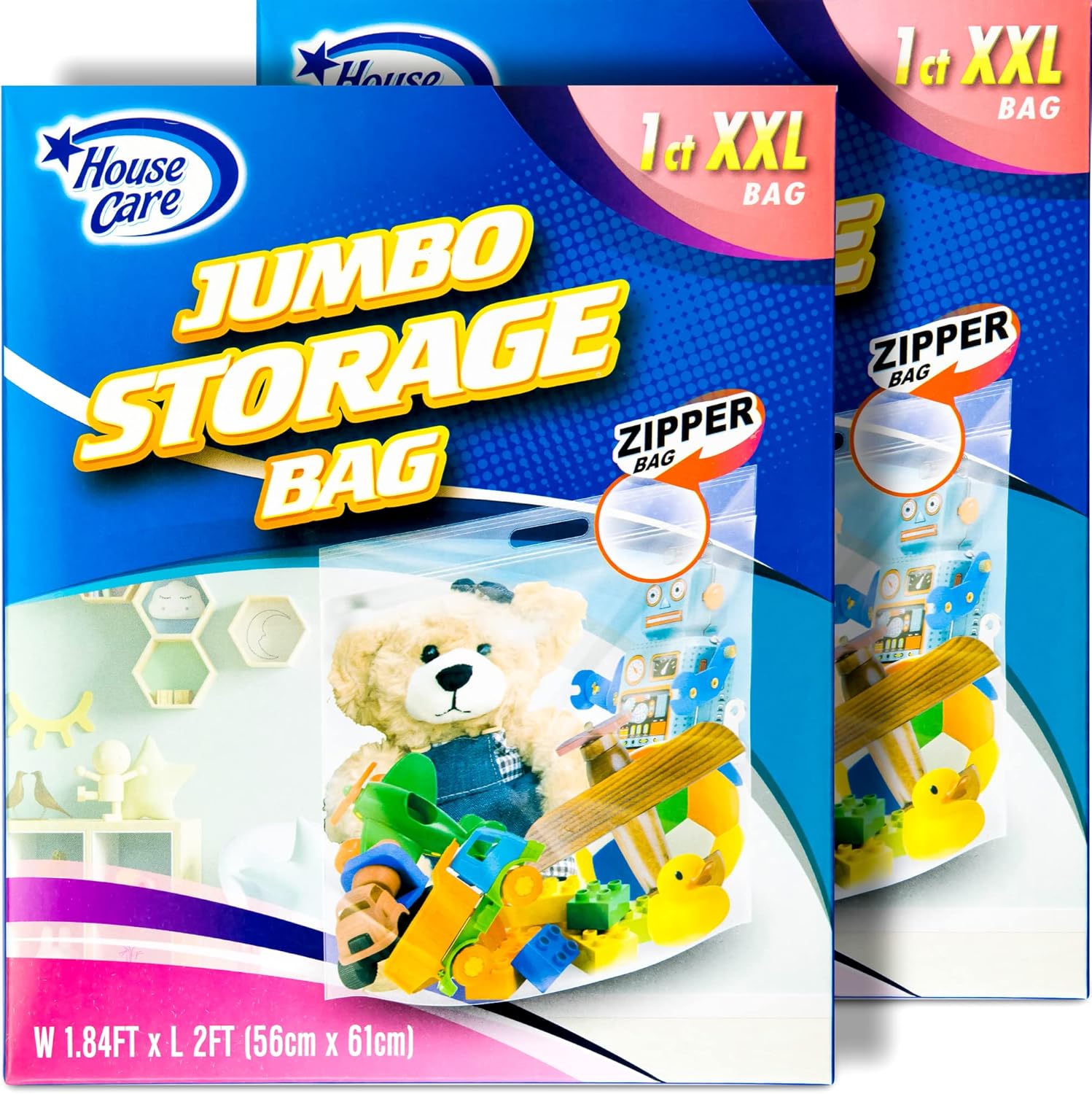 DecorRack 2 XXL Zipper Storage Bags, 10 Gallons, 8Mils