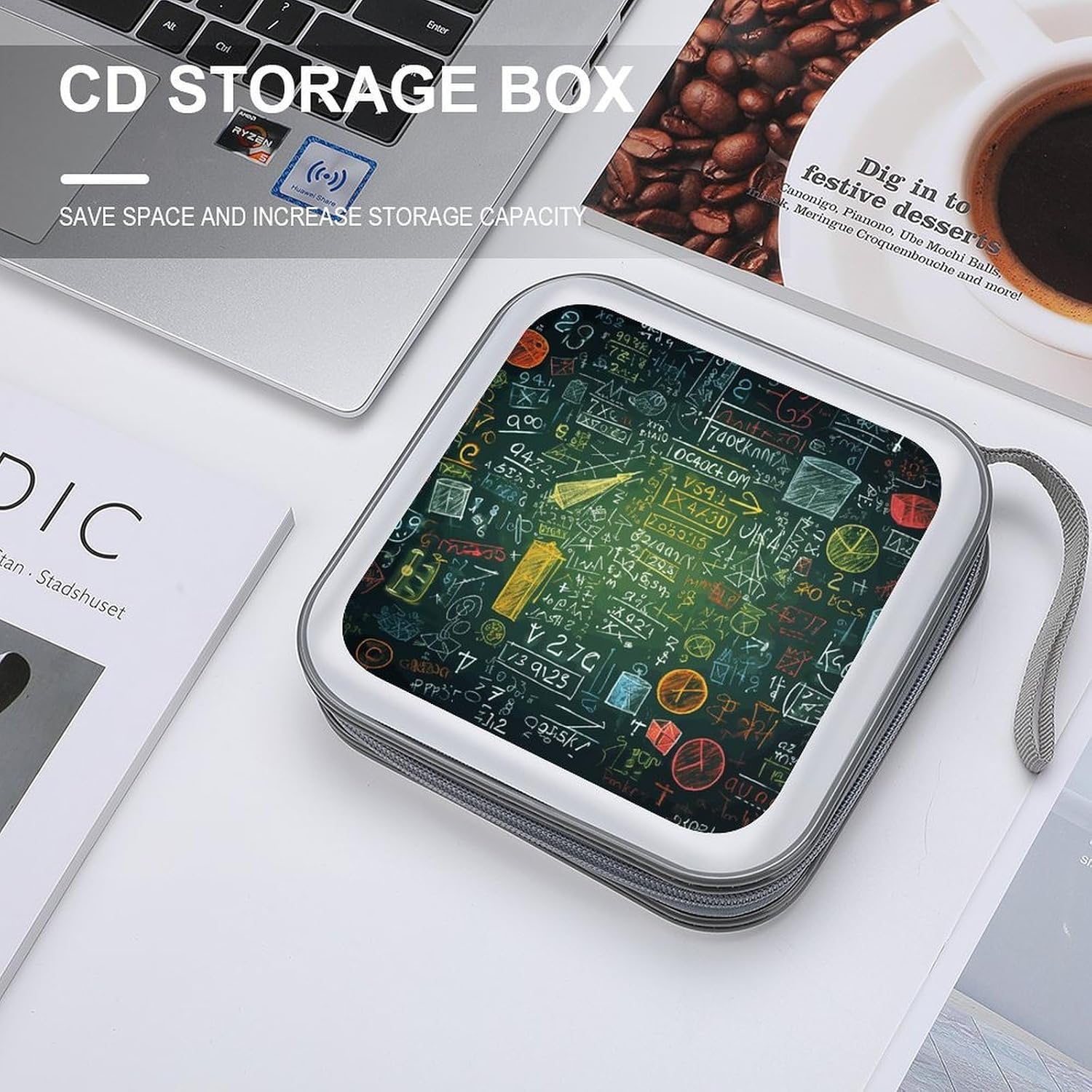 Math Question CD Case,Hard Plastic CD Storage,Portable DVD Wallet,Portable DVD, Holder VCD Organizer Wallet,Protective VCD Storage
