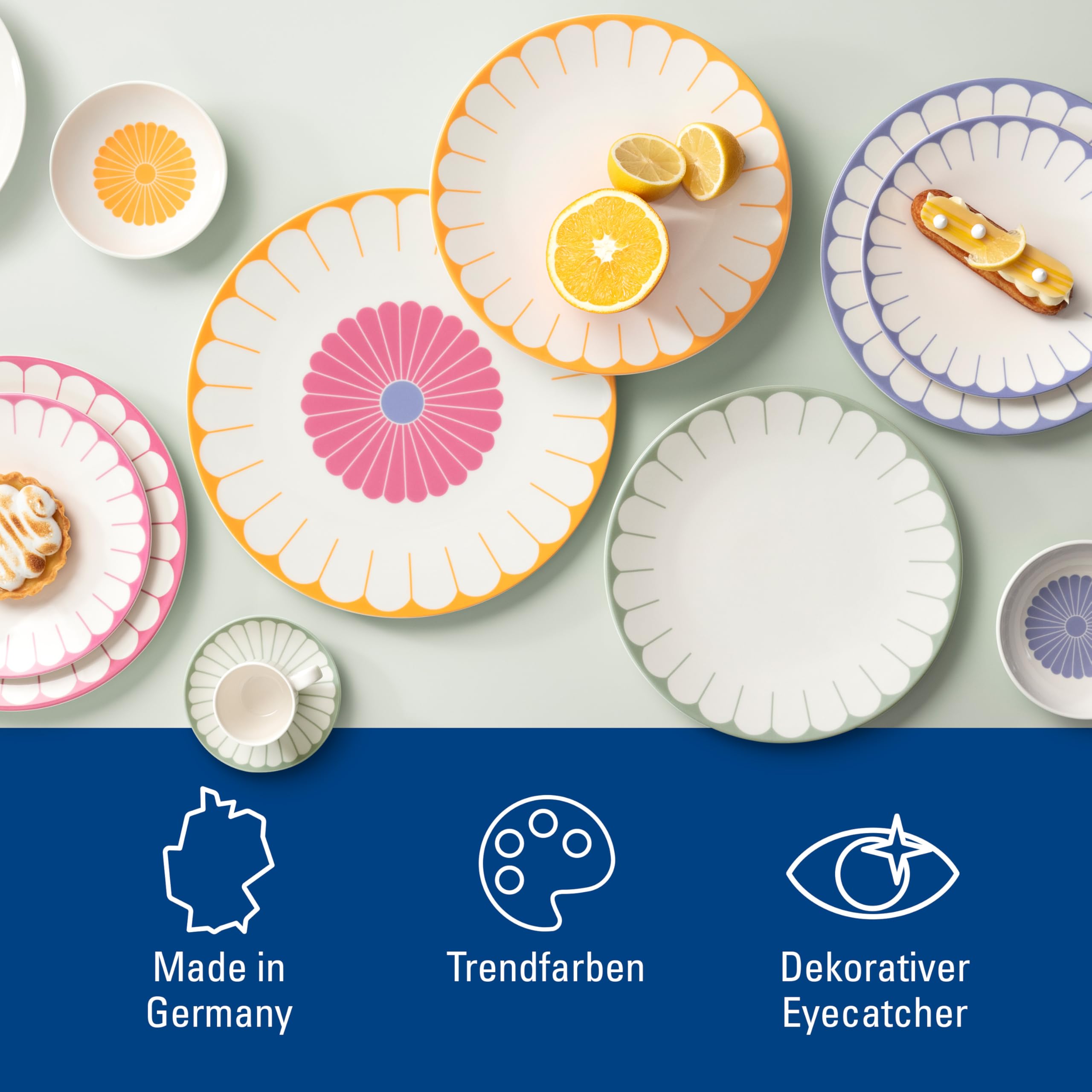 Villeroy & Boch - Fleur couleur Servierteller groß mehrfarbig, Spülmaschinenfest, Mikrowellensicher, Präsentationsplatte, Serviertablett, Servierteller Blumenmuster, Snackteller, Premium Porzellan