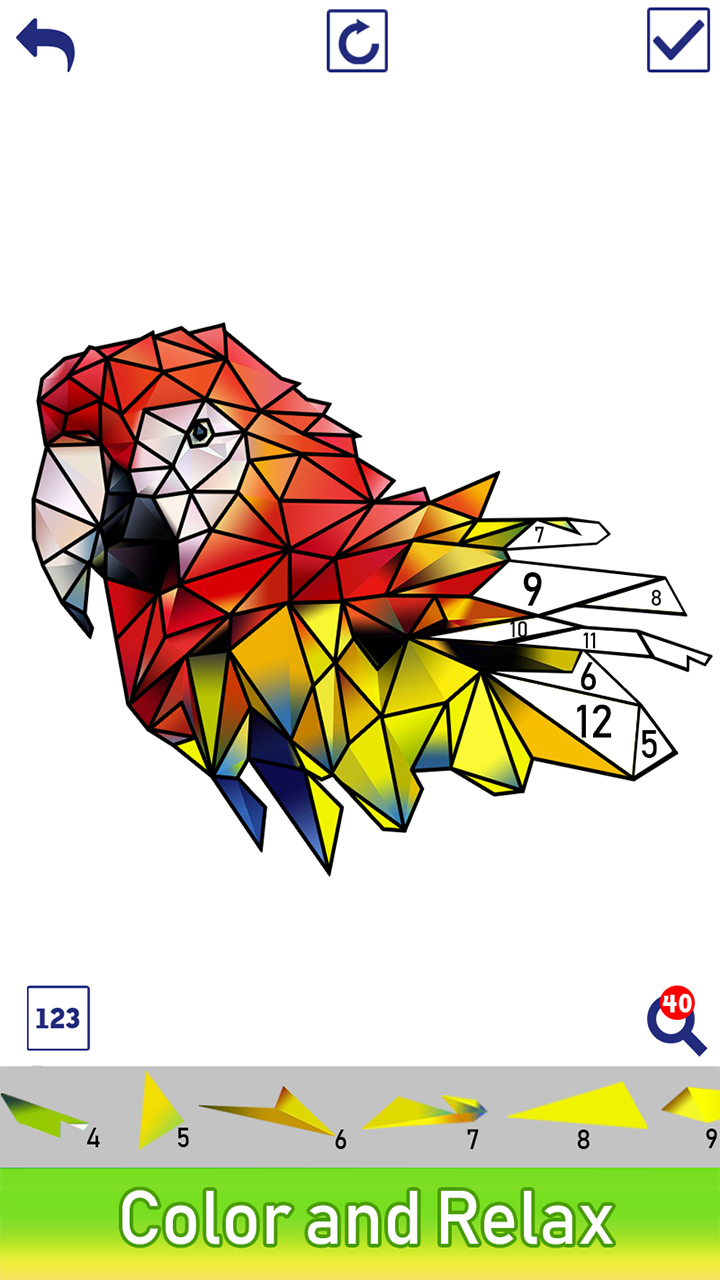 Animals Poly Art - Paint by Number, Grownups Coloring Book Pages - App ...