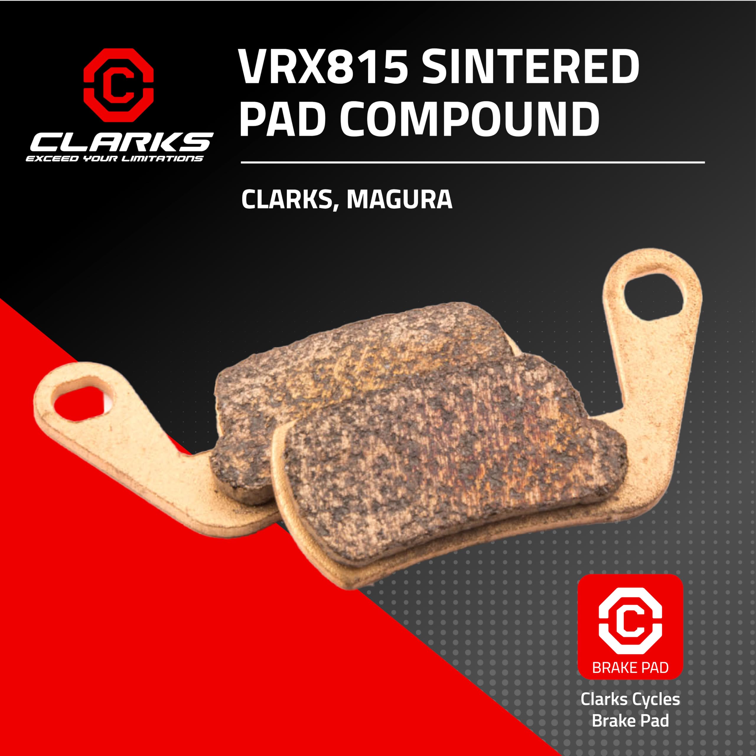 Clarks Organic VX, Sintered VRX & Semi-Metallic VRS Brake Disc Pads - Pair of Organic Disc Brake Pads Compatible with Clarks and Magura Bikes