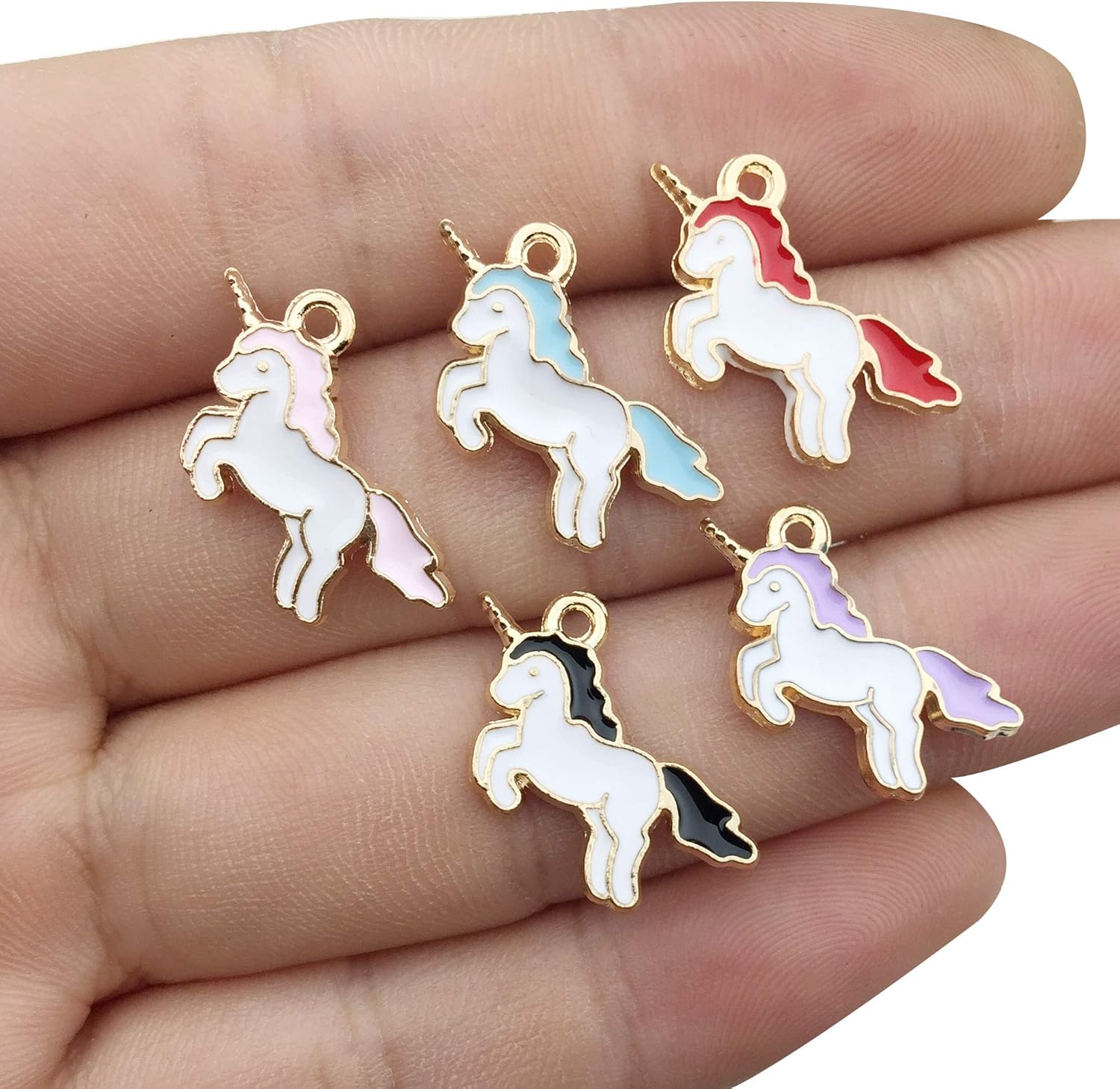 50pcs Gold Plated Cute Enamel Unicorn Charm Pendant for DIY Jewelry Making Necklace Bracelet Earring DIY Jewelry Accessories Charms (M158) - Image 2