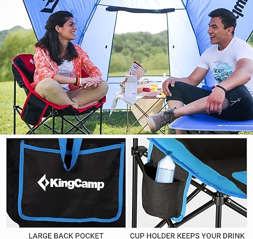 Miniatura 6 de Kingcamp Silla plegable portátil Luna de ocio estable cómoda para la pesca Patio fiestas Camping Playa Picnic, Azul