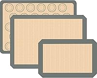 Vista 11 de Tapete de silicona para hornear, paquete de 3 bandejas reutilizables para hornear, antiadherentes y aptas para alimentos, para hornear para hacer