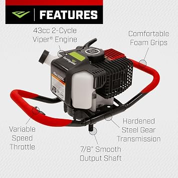 EARTHQUAKE E43 1-Person Earth Auger Powerhead with 43cc 2-Cycle Viper Engine