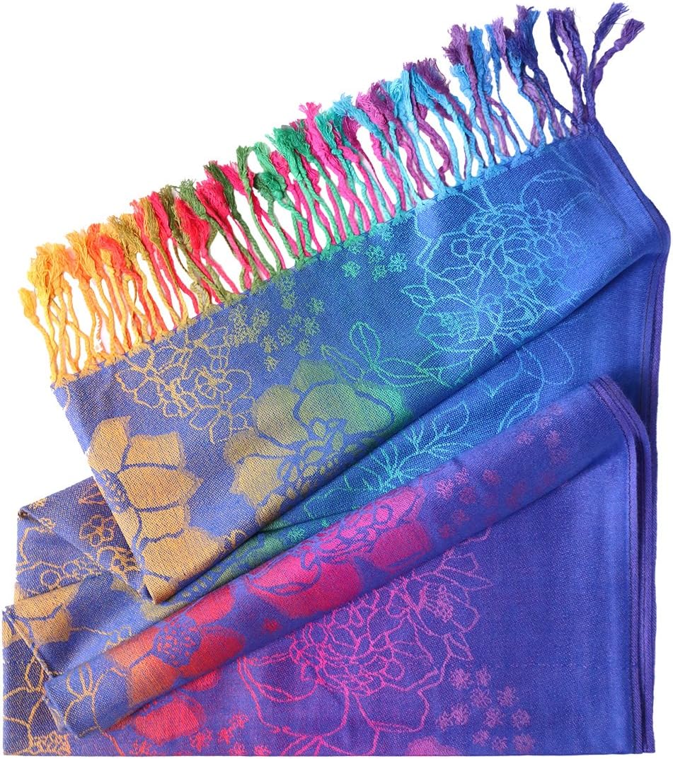 KMystic Colorful Rave Paisley and Flower Pashmina Scarf Shawl Wrap - Image 2