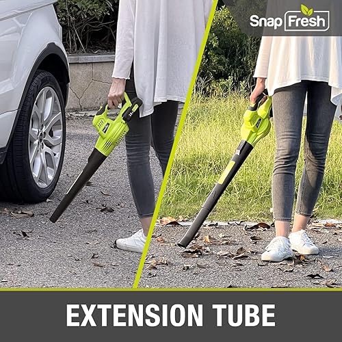 Vista 29 de SnapFresh Soplador de hojas inalámbrico, soplador eléctrico de hojas de 550 CFM, inalámbrico con batería de 4.0 Ah y cargador rápido, soplador