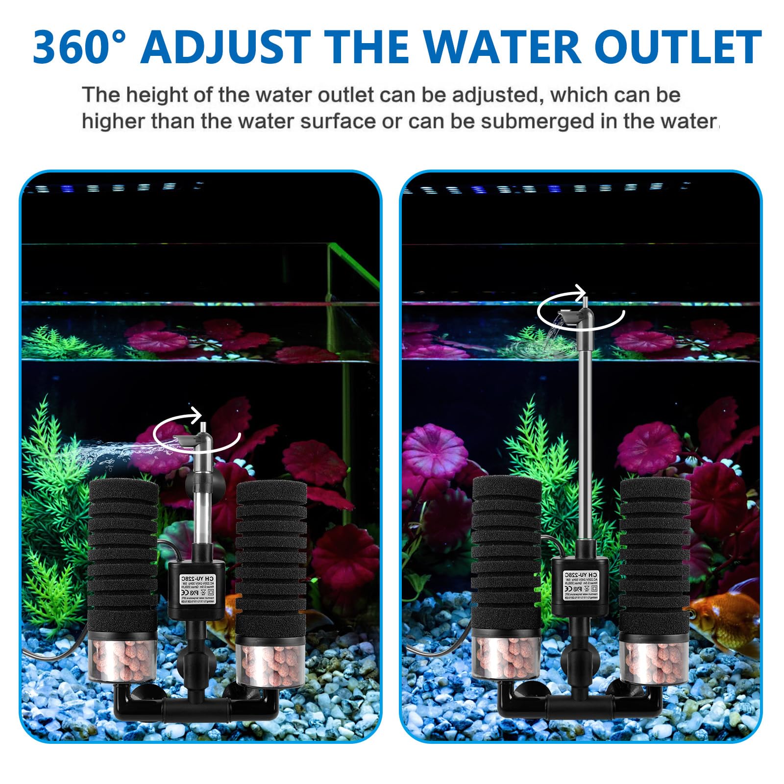 BORDEAG Filtro in spugna per acquario, filtro in schiuma silenziosa, filtro per acquario con sfera filtrante, filtro elettrico per acquario, filtro per acquario, filtro in schiuma sommergibile, filtro