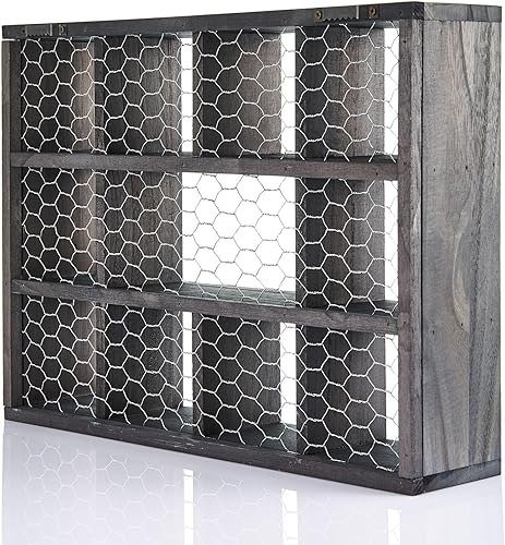 Miniatura 7 de Estante de exhibición Crystal Rock + cúmulo azul celestite - Caja de sombra gris montada en la pared para colecciones. Decoración de boticario