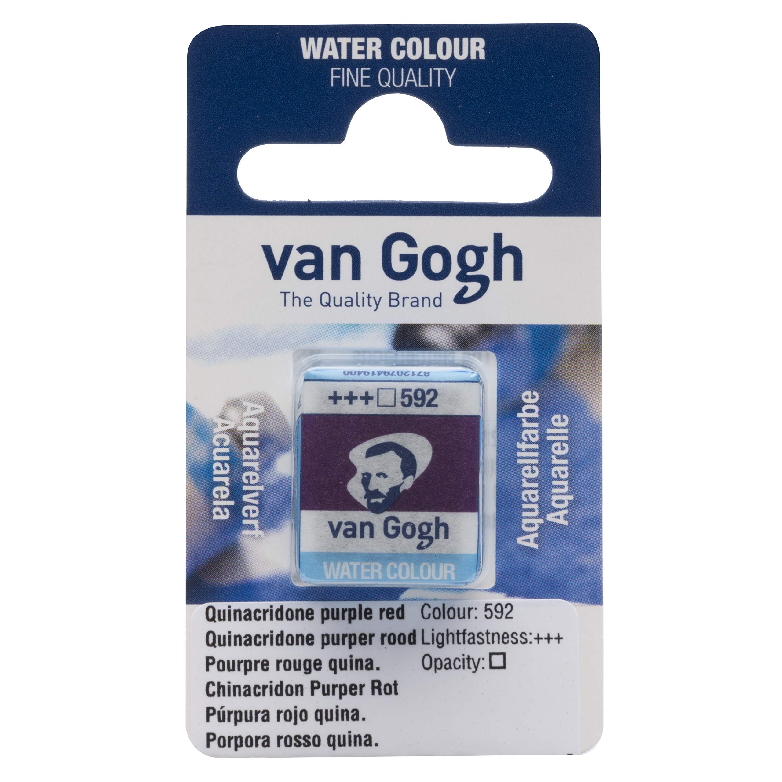 Van Gogh Watercolour Paint, Half Pan, Quinacridone Purple Red 592