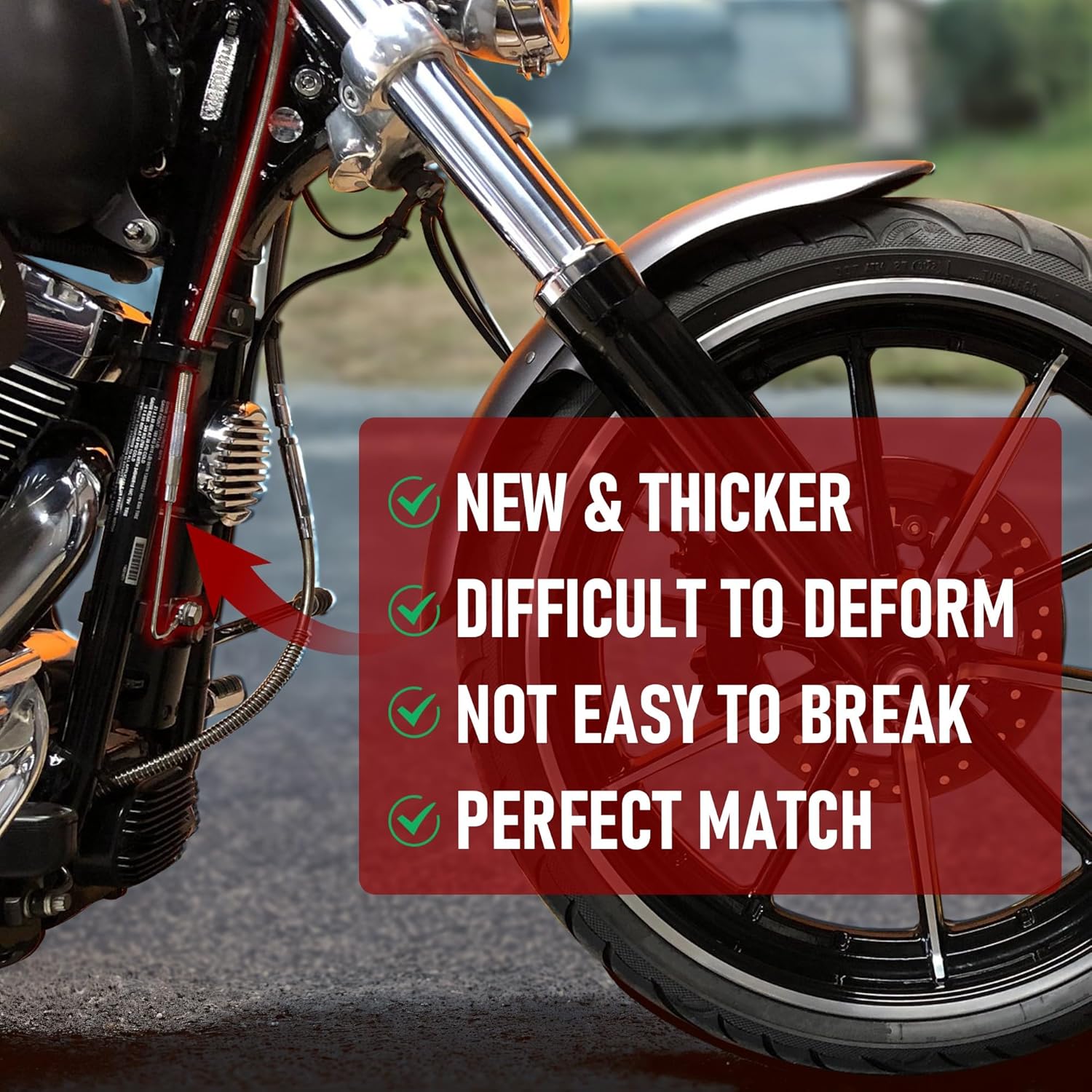 16" Ape Hangers Softail Upper Brake Line Hydraulic Hose Kit Extended Front Brake Cable Stainless Steel Braided for 2011-2017 Harley Softail Models with ABS