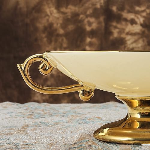 Miniatura 4 de fanquare Frutero de pedestal blanco para encimera de cocina, cuenco de cerámica decorativo grande para decoración del hogar