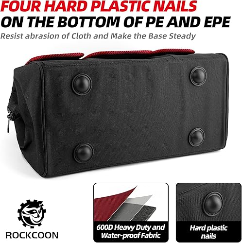 Miniatura 4 de Bolsa de herramientas de 16 pulgadas, organizador de herramientas multibolsillo con correa para el hombro, bolsa resistente con para almacenamiento