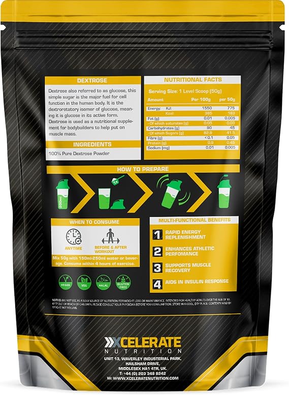 Pure Dextrose Monohydrate 1KG by XCelerate Nutrition, 1000g