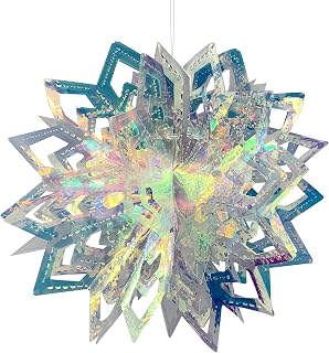 Allgala Iridescent Magical Party Ceiling Hanging Ornament for Christmas Bridal Shower Wedding Birthday Frozen Theme Party (Star Ball 6-PK)-XG93323