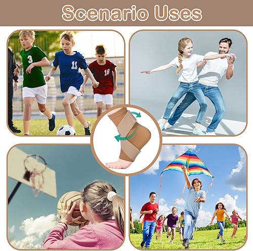 Vista 20 de Tarpop 1 par de tobilleras de compresión para niños, tobilleras de compresión ajustables, soporte elástico para niños y niñas, deportes, correr