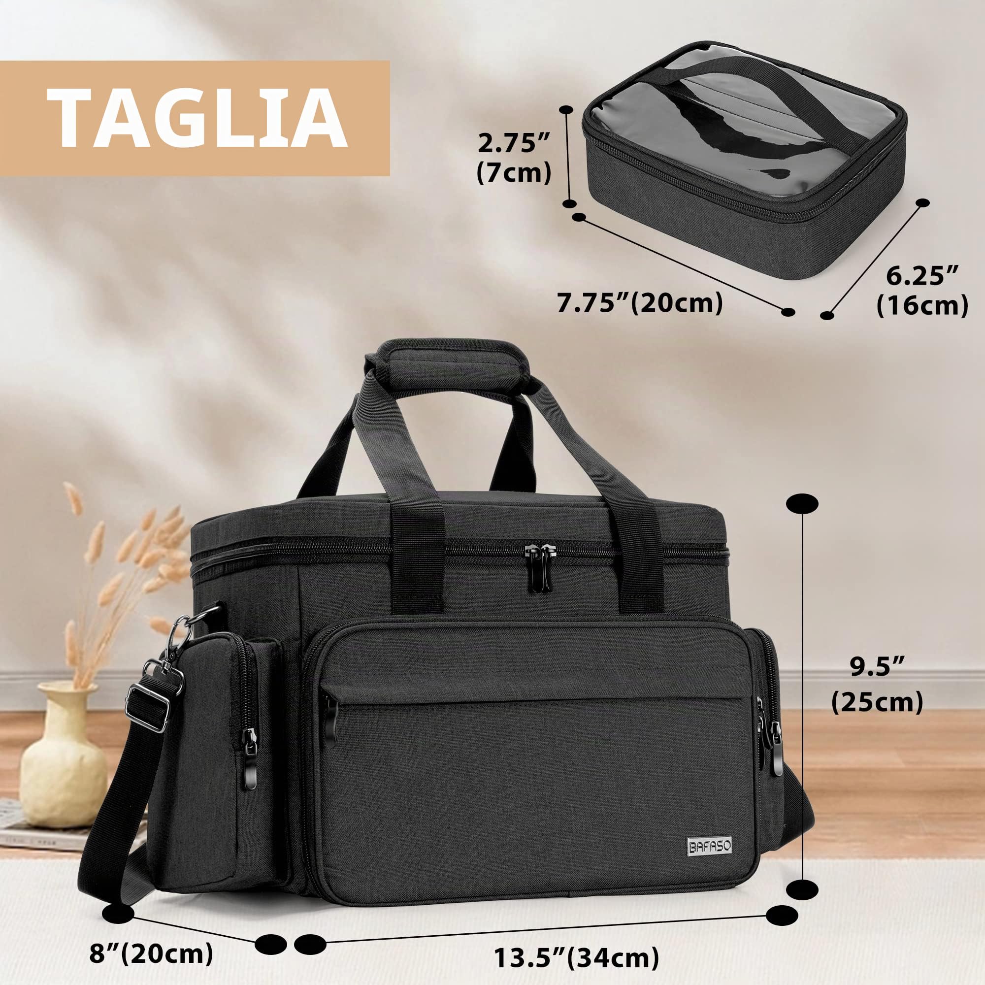 BAFASO Borsa per il Trucco, Trousse da Viaggio per Trucchi, Nero | con 2 Tasche Rimovibili e Divisori, per Conservare Trucchi e Accessori per Capelli, (In Attesa Di Brevetto)