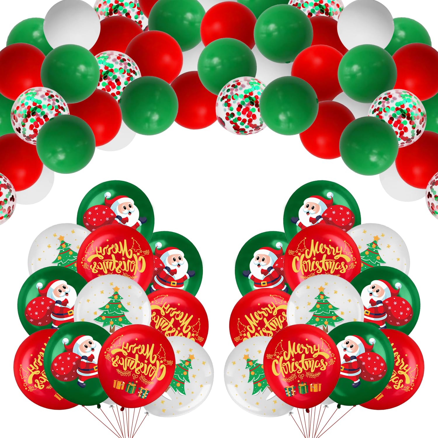 View 1 of 100PCS Christmas Balloons for Party Decorations Xmas Balloons Garland Arch Kit with Red Green Balloon Christmas Tree Santa Claus Latex Balloon for Christmas Party Decor Xmas Birthday party Decorations
