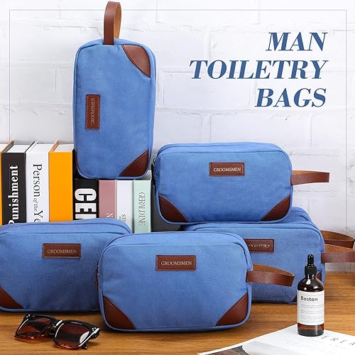 Miniatura 4 de Eccliy Juego de 6 bolsas de aseo para padrinos de boda, bolsa de aseo para hombre, bolsa de aseo de viaje, bolsa de baño, resistente al agua, para